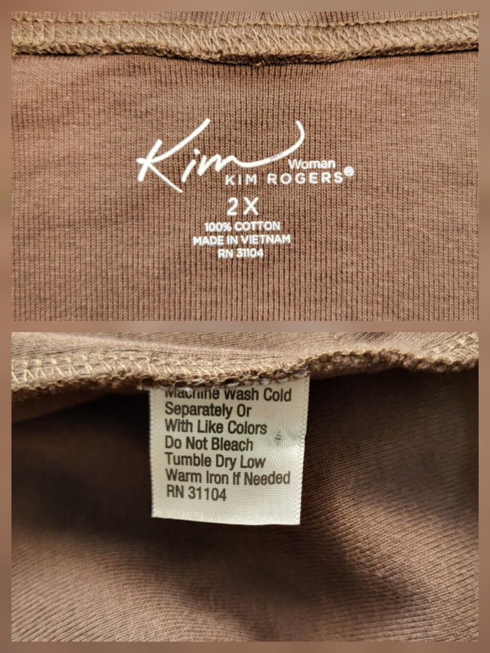 Kim Rogers Plus Size Brown Open-Front Cotton Cardigan 2X - Picture 10 of 10